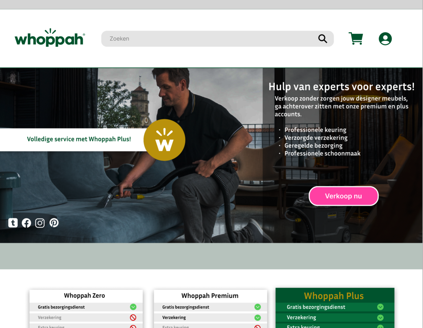Screenshot of an example of whoppah's website