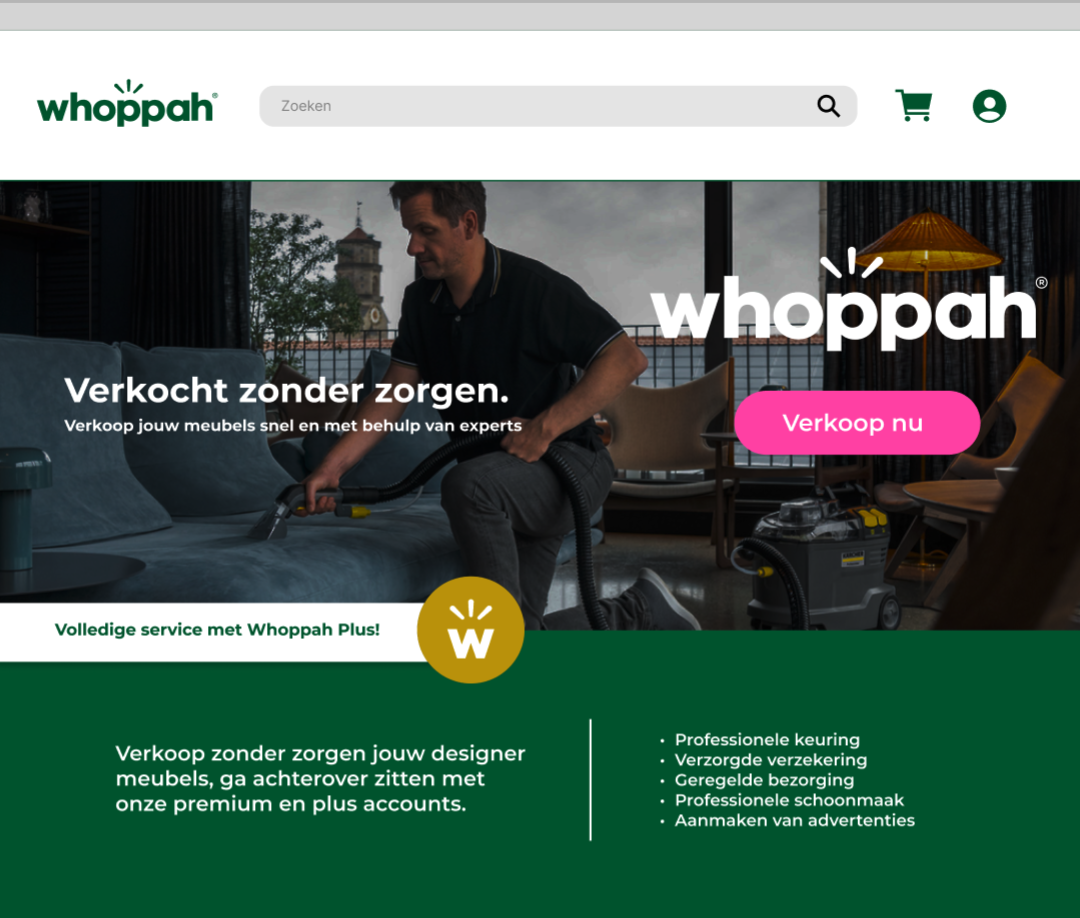 Screenshot of an example of whoppah's website