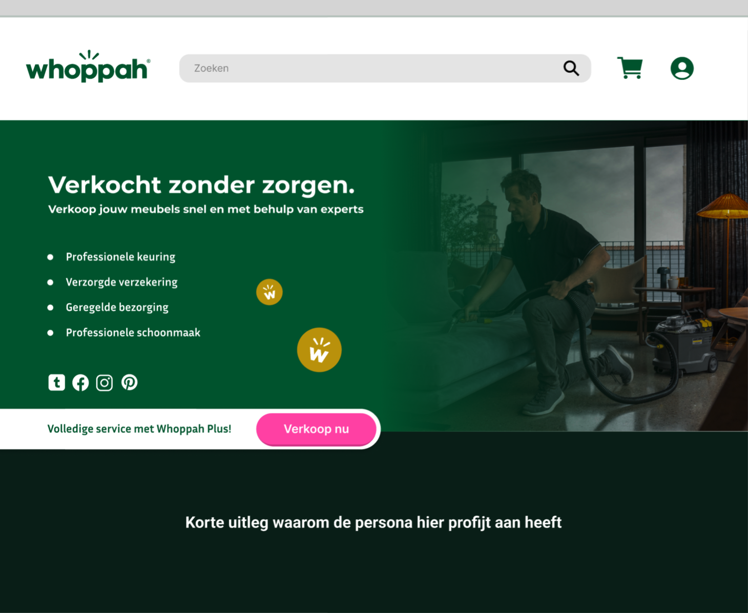 Screenshot of an example of whoppah's website