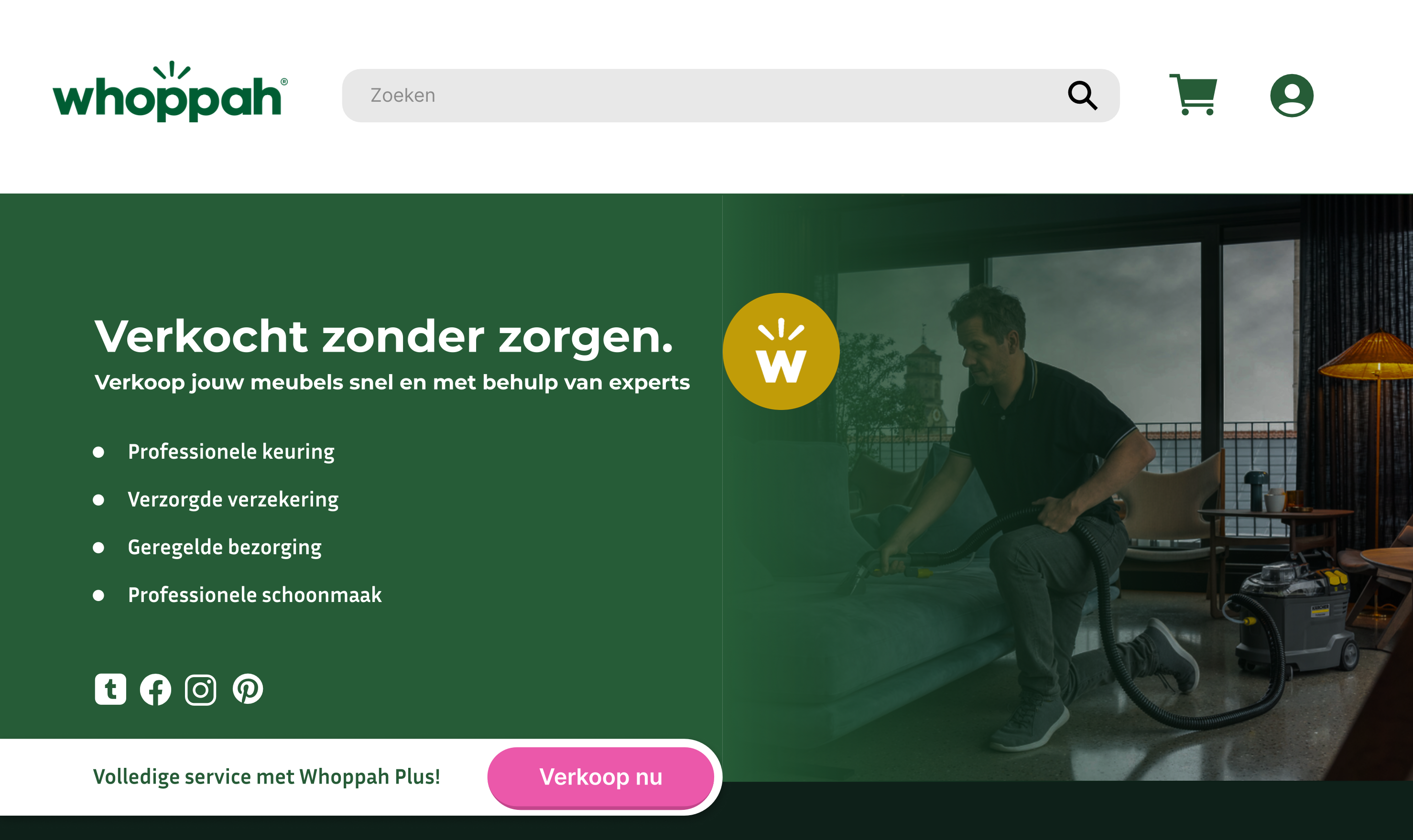 Screenshot of an example of whoppah's website