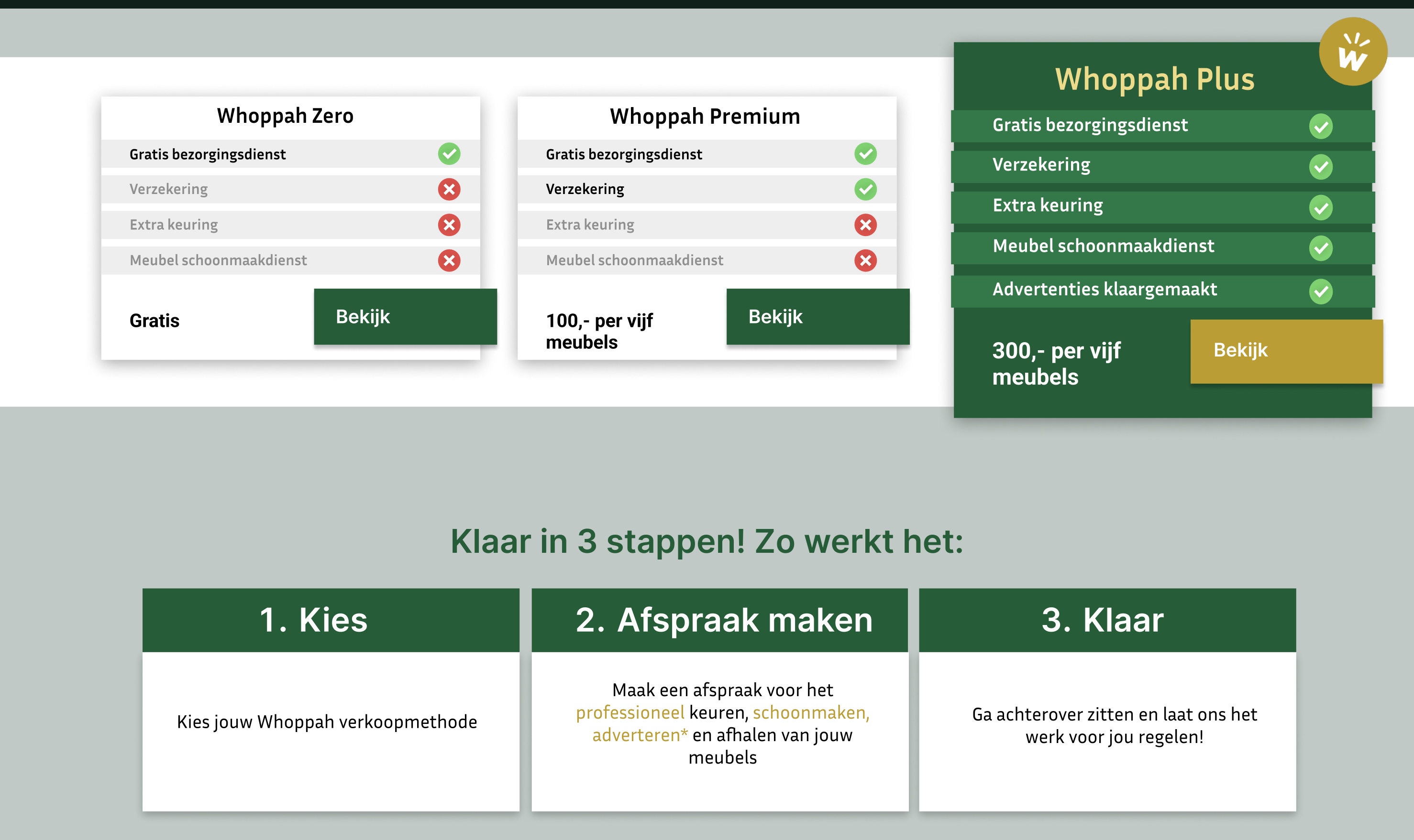 Screenshot of an example of whoppah's website