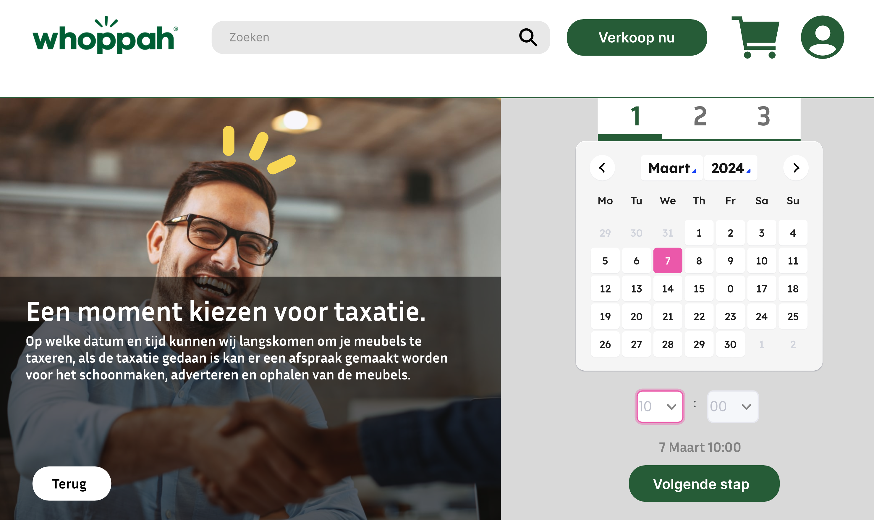 Screenshot of an example of whoppah's website
